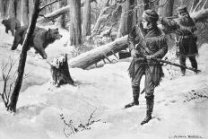Painting of Lewis and Clark Attacked by Bears-Alfred Russell-Mounted Giclee Print