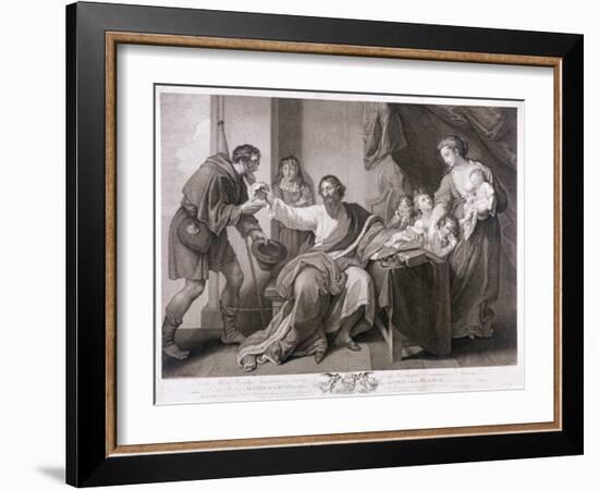 Alfred the Great Dividing His Loaf with the Pilgrim, 1782-William Sharpe-Framed Giclee Print