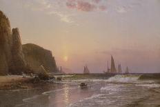 A Pony and Sheep on a Cliff with a Sailing Vessel Beyond, 1868-Alfred Thompson Bricher-Framed Giclee Print