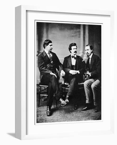 Alfred Townsend, Mark Twain and David Gray, 1871-MATHEW B BRADY-Framed Giclee Print