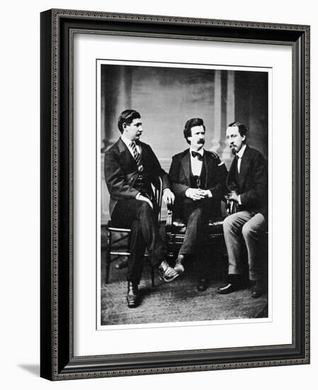 Alfred Townsend, Mark Twain and David Gray, 1871-MATHEW B BRADY-Framed Giclee Print