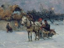 Polish Winter Landscape with Sleds-Alfred von Wierusz-Kowalski-Framed Giclee Print