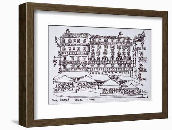 Alfresco dining along rue Garrett, Chiado, Lisbon, Portugal-Richard Lawrence-Framed Photographic Print