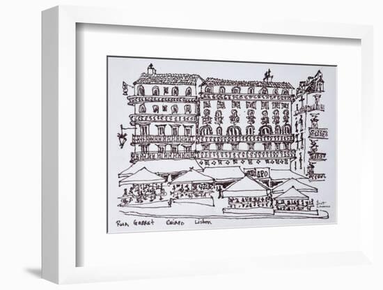 Alfresco dining along rue Garrett, Chiado, Lisbon, Portugal-Richard Lawrence-Framed Photographic Print