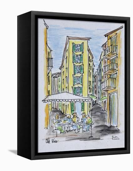 Alfresco dining in Old Nice, Nice, France-Richard Lawrence-Framed Premier Image Canvas