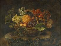 A Basket of Grapes, Peaches and a Pineapple on a Rock in a Landscape-Alfrida Vilhelmine Ludovica Baadsgaard-Framed Premier Image Canvas