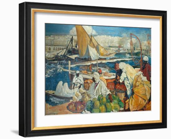 Alger La Blanche - Quay Scene, Algiers, 1912-Leon Cauvy-Framed Giclee Print