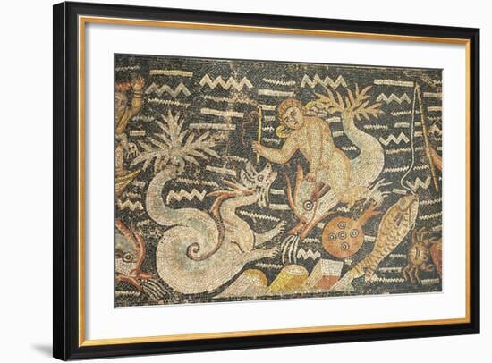 Algeria, Djemila, Detail of Boy Riding a Dolphin in Mosaic Work Depicting Venus at Her Toilet-null-Framed Giclee Print