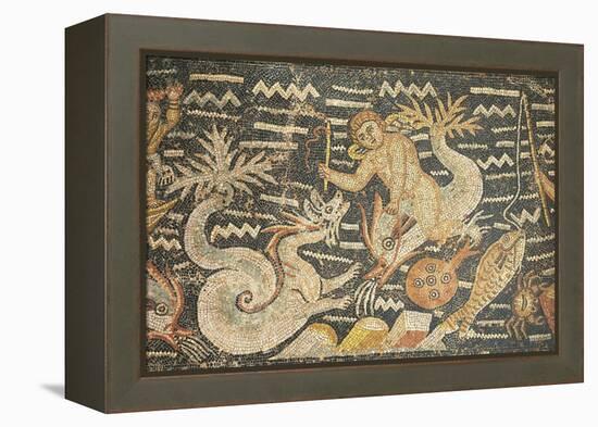 Algeria, Djemila, Detail of Boy Riding a Dolphin in Mosaic Work Depicting Venus at Her Toilet-null-Framed Premier Image Canvas
