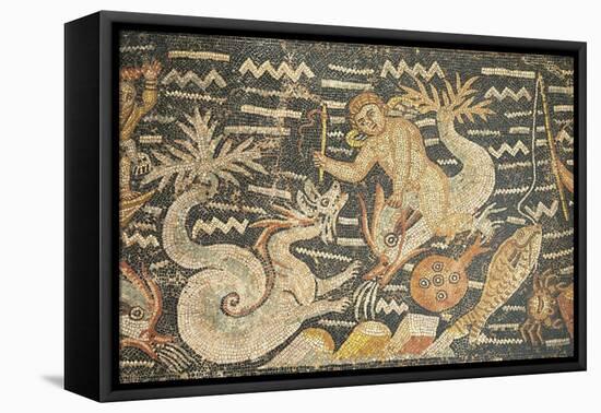 Algeria, Djemila, Detail of Boy Riding a Dolphin in Mosaic Work Depicting Venus at Her Toilet-null-Framed Premier Image Canvas