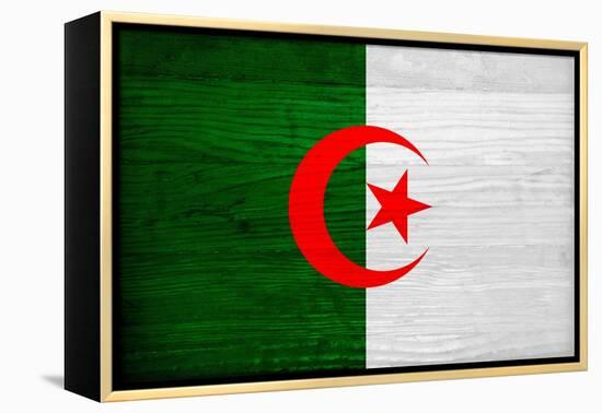 Algeria Flag Design with Wood Patterning - Flags of the World Series-Philippe Hugonnard-Framed Stretched Canvas