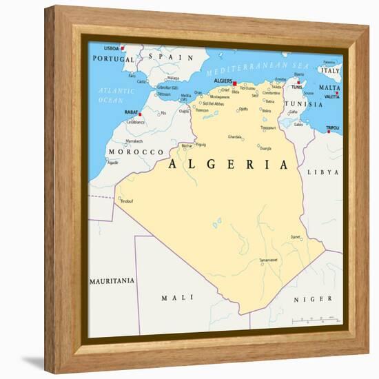 Algeria Political Map-Peter Hermes Furian-Framed Stretched Canvas