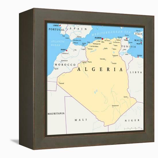 Algeria Political Map-Peter Hermes Furian-Framed Stretched Canvas