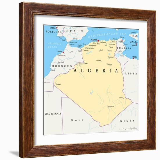 Algeria Political Map-Peter Hermes Furian-Framed Art Print