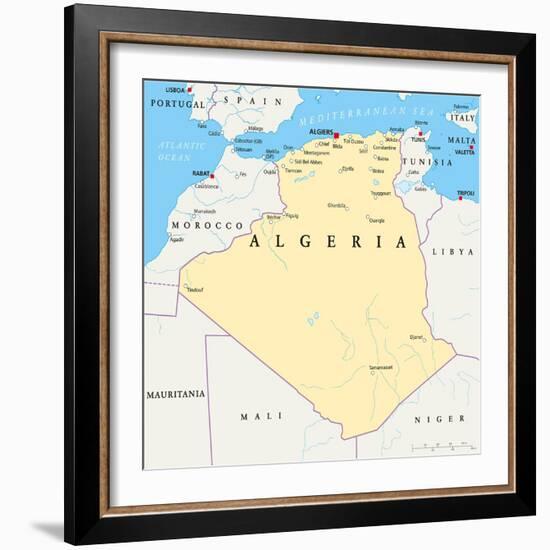 Algeria Political Map-Peter Hermes Furian-Framed Art Print