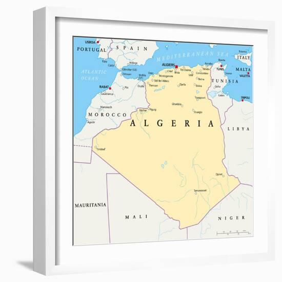 Algeria Political Map-Peter Hermes Furian-Framed Art Print