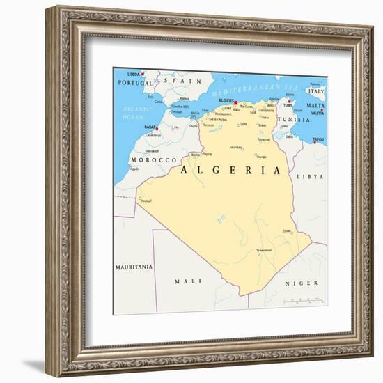 Algeria Political Map-Peter Hermes Furian-Framed Art Print