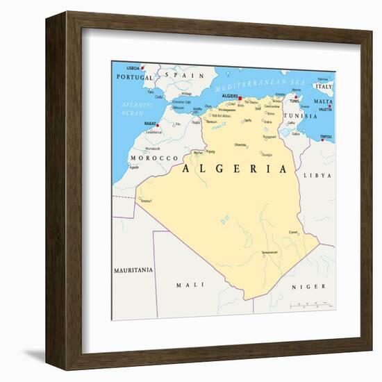 Algeria Political Map-Peter Hermes Furian-Framed Art Print