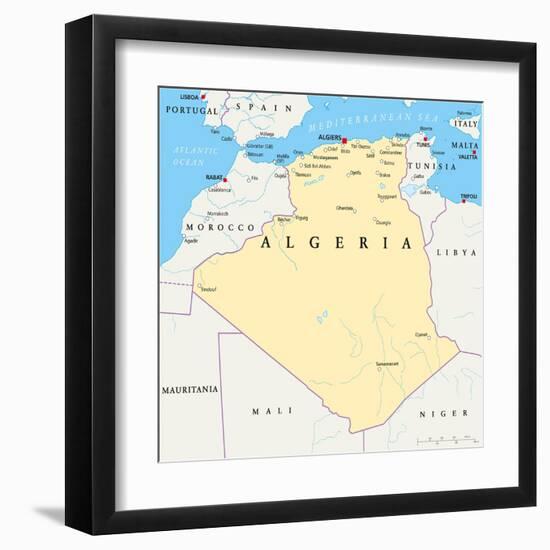 Algeria Political Map-Peter Hermes Furian-Framed Art Print