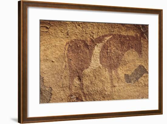 Algeria, Sahara Desert, Tassili-N-Ajjer National Park, Rock Carving Depicting Ox-null-Framed Giclee Print