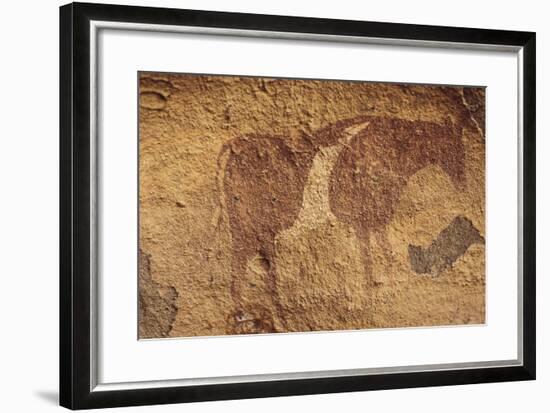 Algeria, Sahara Desert, Tassili-N-Ajjer National Park, Rock Carving Depicting Ox-null-Framed Giclee Print