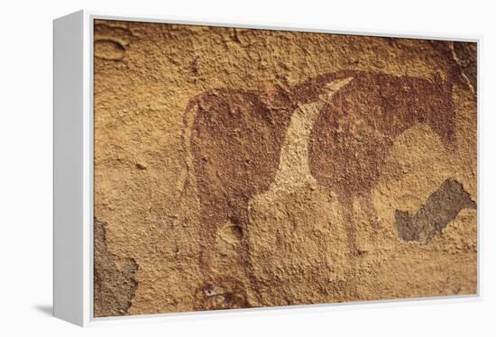 Algeria, Sahara Desert, Tassili-N-Ajjer National Park, Rock Carving Depicting Ox-null-Framed Premier Image Canvas