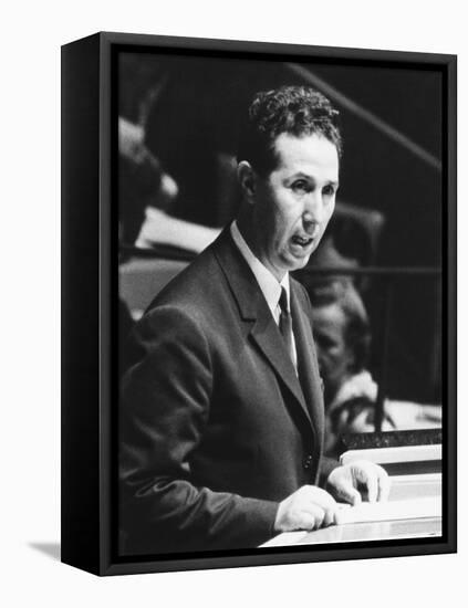 Algerian President Ahmed Ben Bella Addresses the United Nations General Assembly on Oct. 9, 1962-null-Framed Stretched Canvas