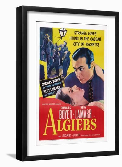 Algiers, from Left: Hedy Lamarr, Charles Boyer, 1938-null-Framed Premium Giclee Print