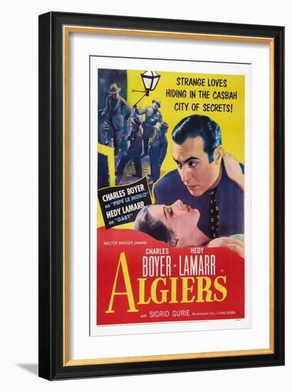 Algiers, from Left: Hedy Lamarr, Charles Boyer, 1938-null-Framed Art Print