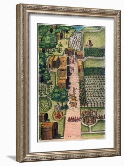 Algonquian Village, 1590-Theodor de Bry-Framed Giclee Print