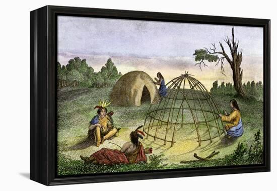 Algonquins Building a Wigwam-null-Framed Premier Image Canvas