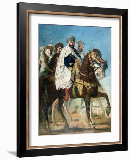 Ali Ben Ahmed, the Last Caliph of Constantine, with His Entourage Outside Constantine, 1845-Théodore Chasseriau-Framed Giclee Print