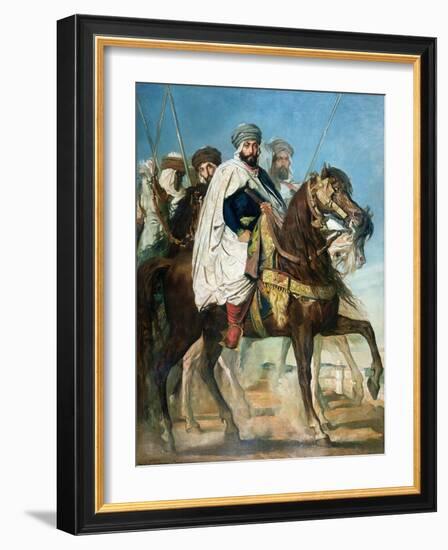 Ali Ben Ahmed, the Last Caliph of Constantine, with His Entourage Outside Constantine, 1845-Théodore Chasseriau-Framed Giclee Print