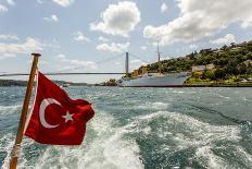 Ataturk's Yacht Savarona, Turkish Flag and Bridge, Istanbul, Turkey-Ali Kabas-Photographic Print