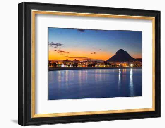 Alicante Javea Sunset Beach Cityscape Night View-holbox-Framed Photographic Print