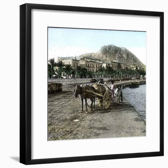 Alicante (Spain), Cistern on the Seaside and View of the Hill of Fort Santa Barbara-Leon, Levy et Fils-Framed Photographic Print