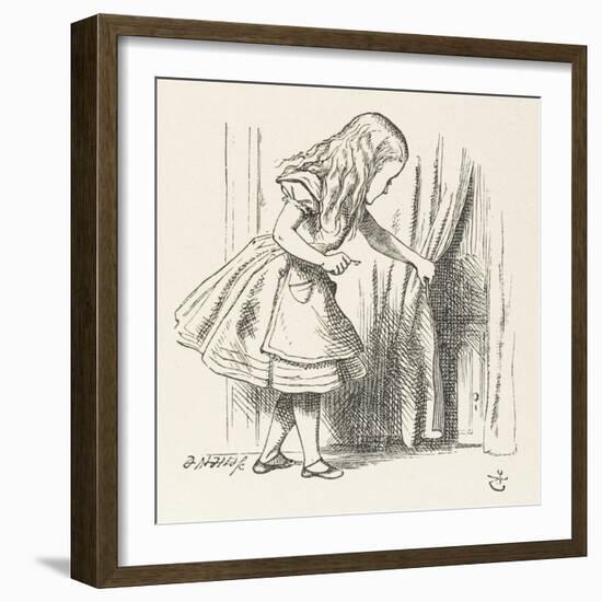 Alice Alice Draws Back the Curtain to Reveal a Little Door-John Tenniel-Framed Photographic Print