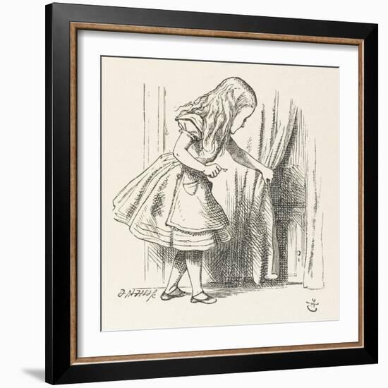 Alice Alice Draws Back the Curtain to Reveal a Little Door-John Tenniel-Framed Photographic Print