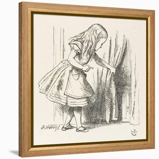 Alice Alice Draws Back the Curtain to Reveal a Little Door-John Tenniel-Framed Premier Image Canvas
