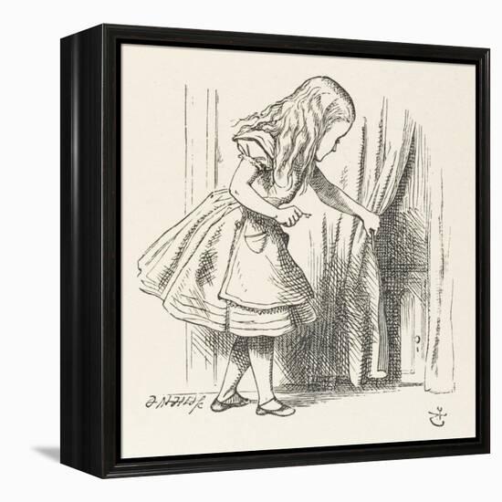 Alice Alice Draws Back the Curtain to Reveal a Little Door-John Tenniel-Framed Premier Image Canvas