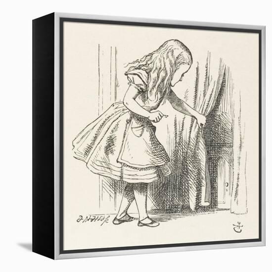 Alice Alice Draws Back the Curtain to Reveal a Little Door-John Tenniel-Framed Premier Image Canvas