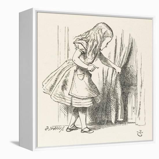 Alice Alice Draws Back the Curtain to Reveal a Little Door-John Tenniel-Framed Premier Image Canvas