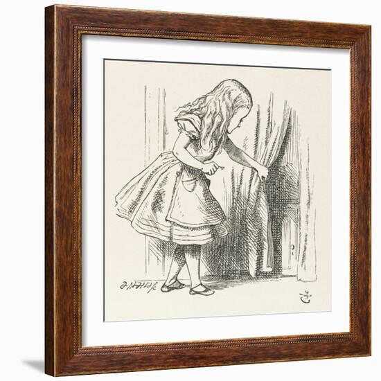 Alice Alice Draws Back the Curtain to Reveal a Little Door-John Tenniel-Framed Premium Photographic Print
