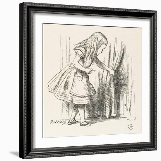 Alice Alice Draws Back the Curtain to Reveal a Little Door-John Tenniel-Framed Premium Photographic Print