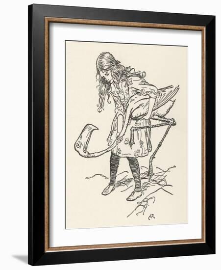 Alice and Flamingo Croquet-Arthur Rackham-Framed Art Print