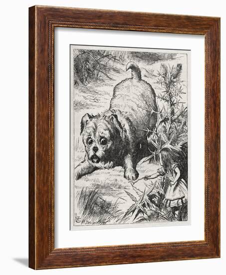 Alice and her dog-John Tenniel-Framed Giclee Print