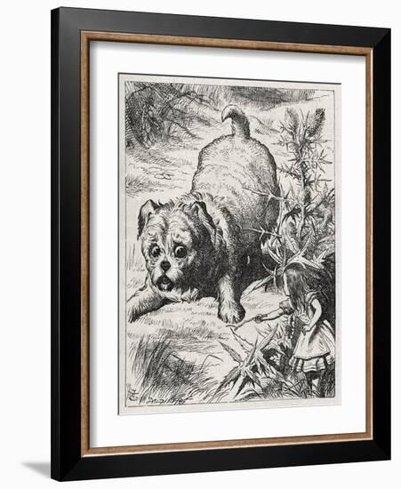 Alice and her dog-John Tenniel-Framed Giclee Print