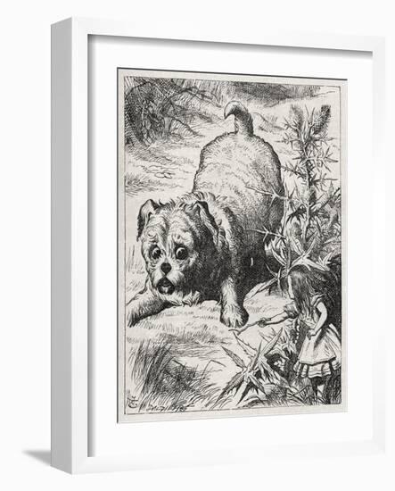 Alice and her dog-John Tenniel-Framed Giclee Print