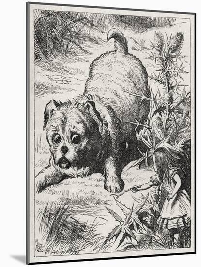 Alice and her dog-John Tenniel-Mounted Giclee Print
