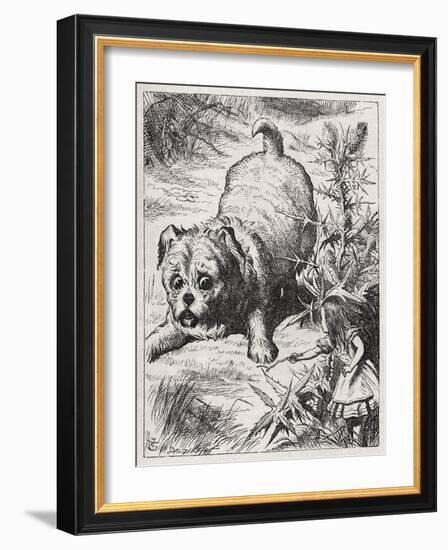 Alice and her dog-John Tenniel-Framed Giclee Print